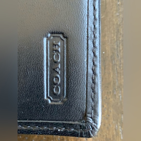 COACH Black Signature Compact Leather Trim Wallet - Picture 4 of 9